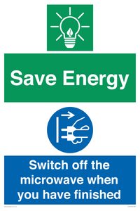 Save energy. Switch off the microwave when you have finished
